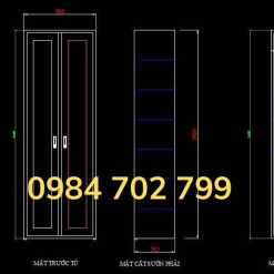 Bản vẽ Tủ đựng tài liệu Kt 2600x900x505x1.5mm
